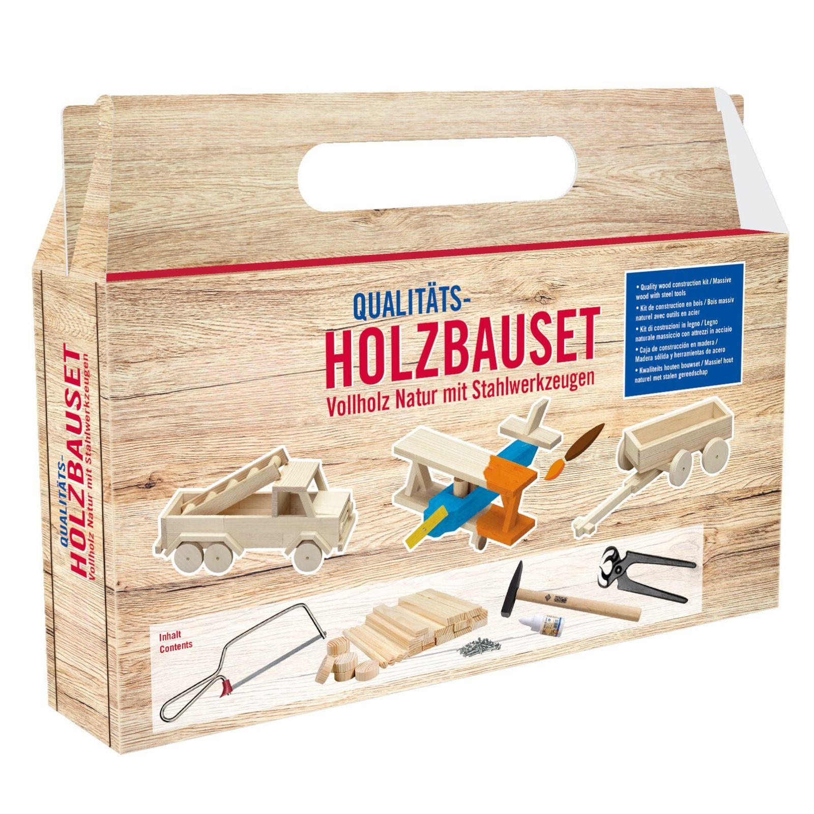 Drveni konstrukcijski set u prakticnoj kutiji