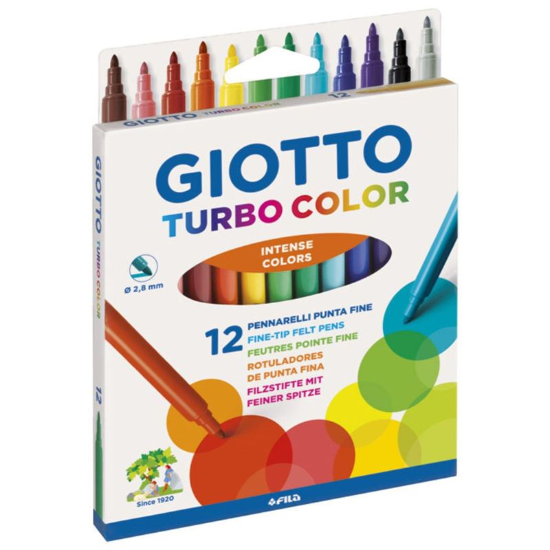 Flomasteri školski Giotto Turbo - 12 boja