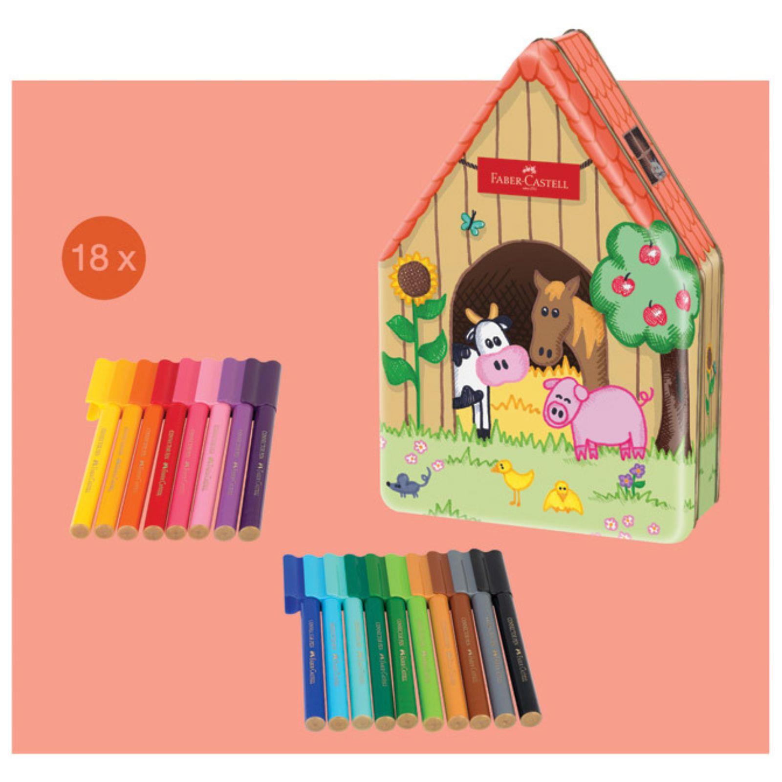 Flomasteri školski farma u metalnoj kutiji - 18 boja