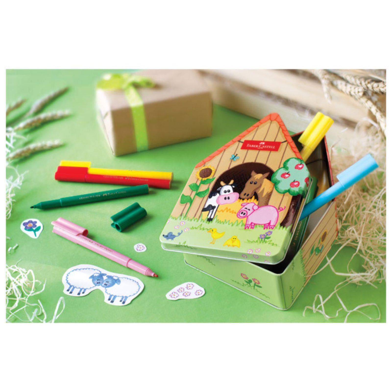 Flomasteri školski farma u metalnoj kutiji - 18 boja