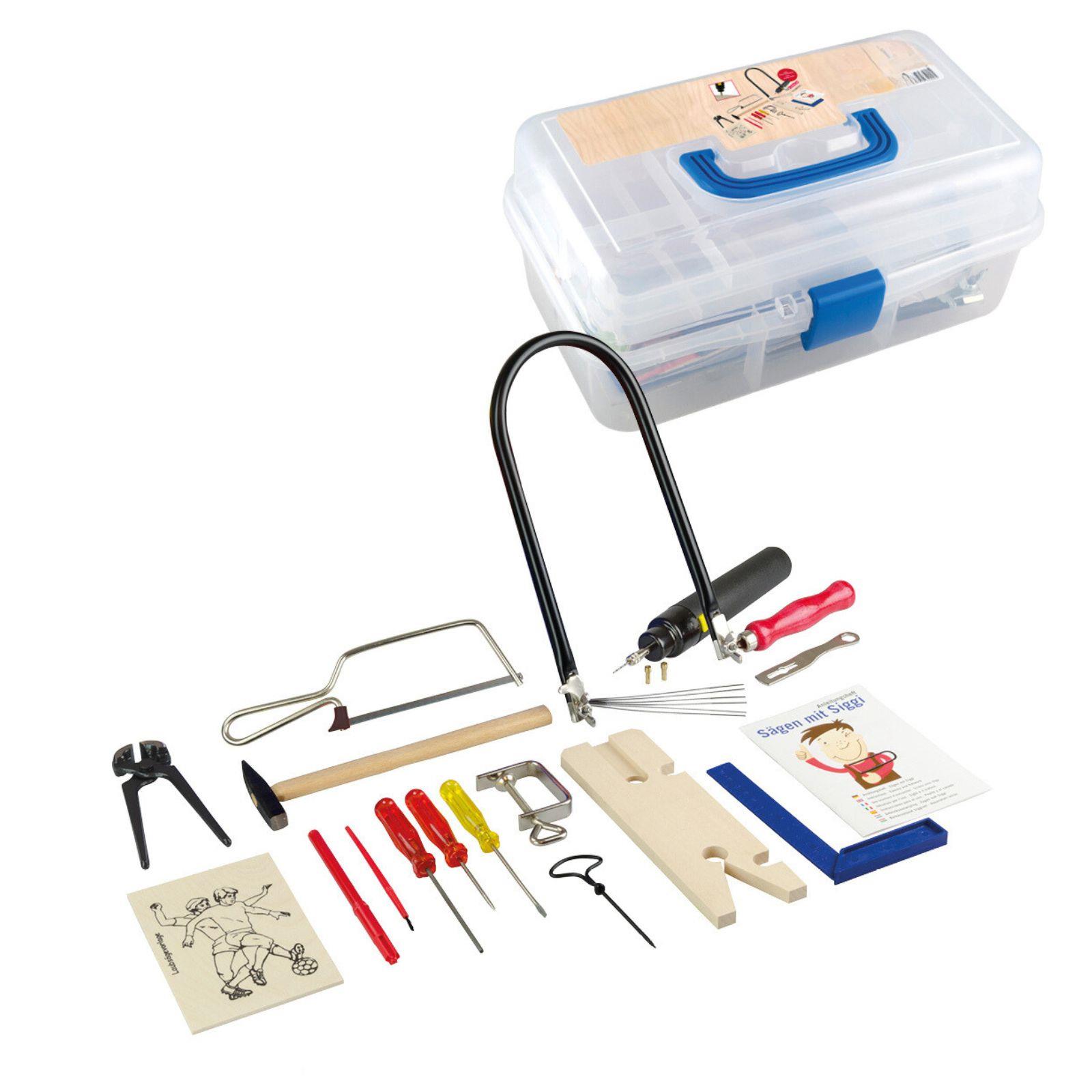 Komplet ubodne pile s celicnim alatima i baterijskom bušilicom