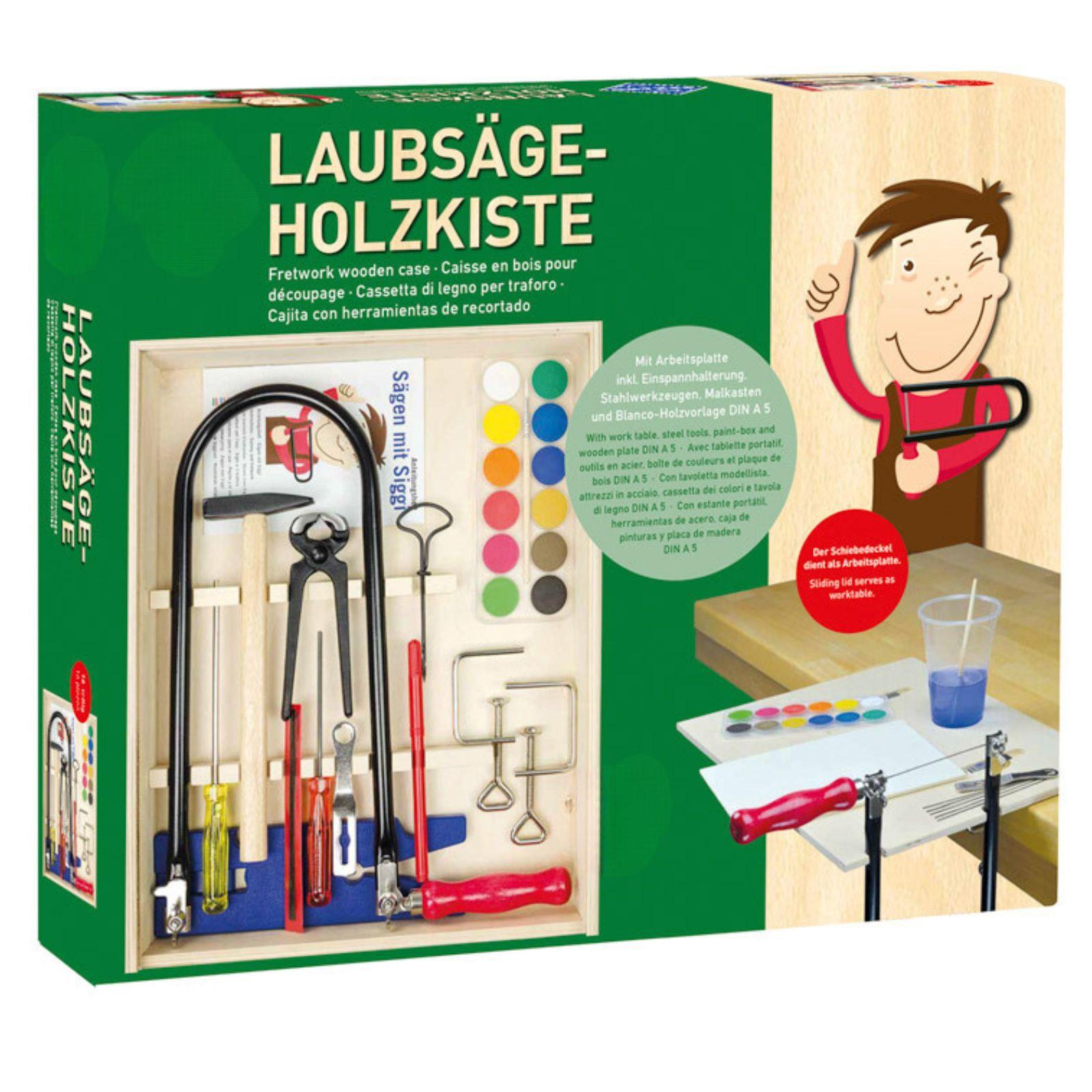 Komplet za rezbarenje sa stolom za rezanje - u drvenoj kutiji