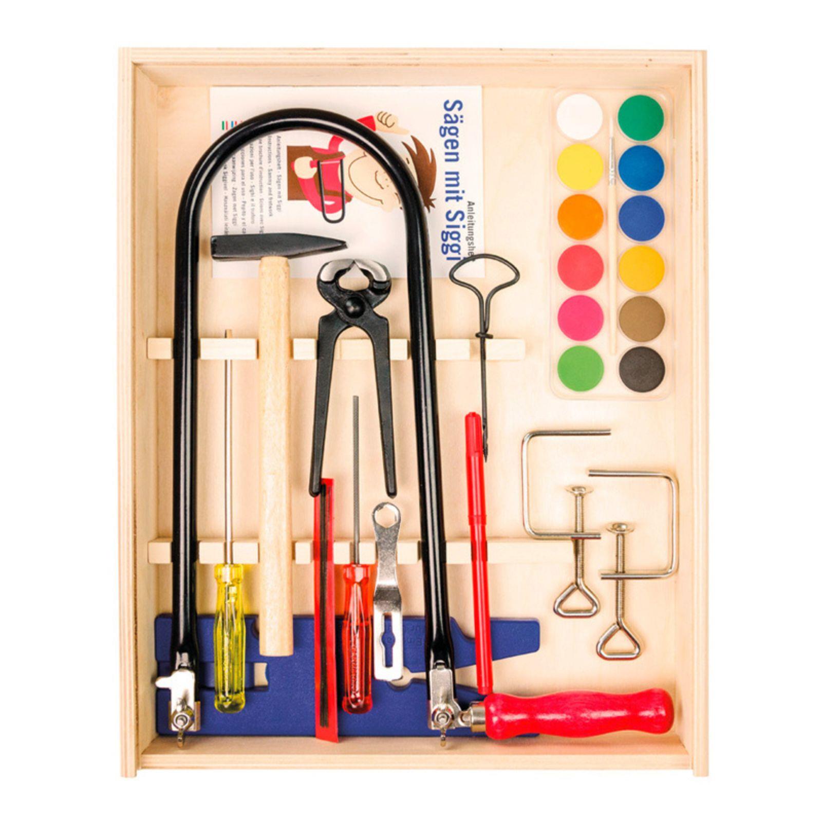 Komplet za rezbarenje sa stolom za rezanje - u drvenoj kutiji