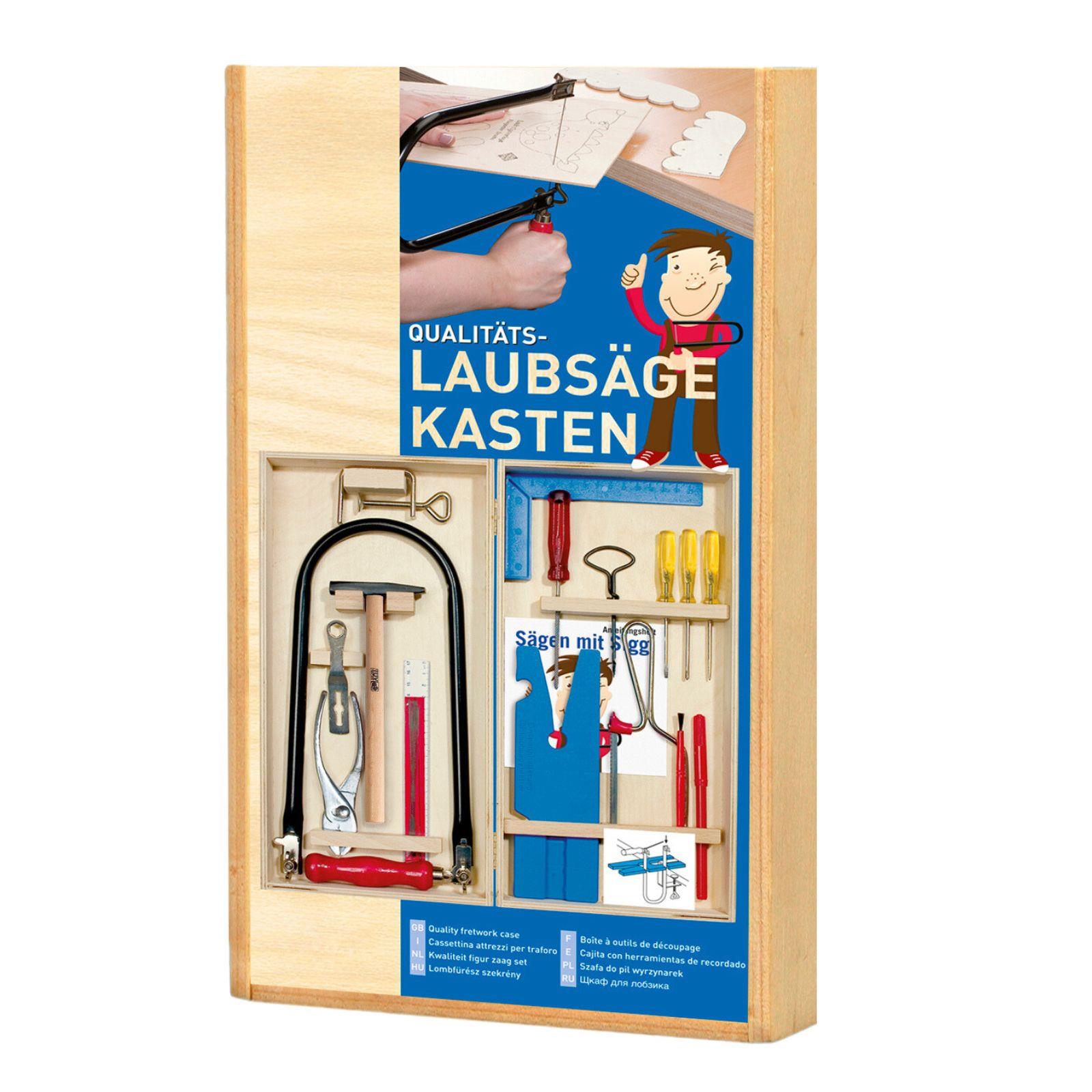 Pribor za rezbarenje u drvenoj kutiji